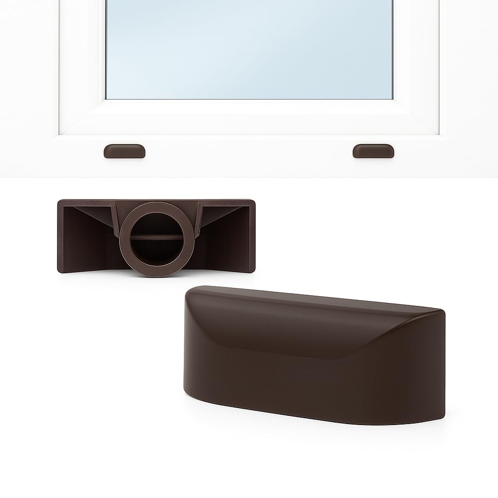 Ante Bellum Fenster-Entwässerungskappen – 30 mm Kunststoff-Ablaufkappen für Fensterrahmen, Feuchtigkeitsabfuhr und Luftzirkulation, reduziert Kondensation, einfache Steckmontage (Graubraun) - 20 Stück