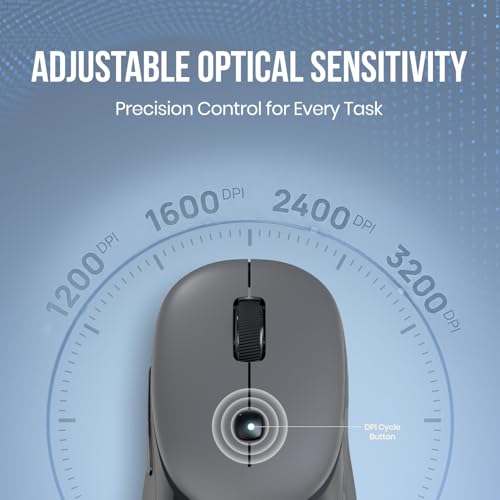 Image of Portronics Toad Neo Wireless Bluetooth Mouse with Dual Wireless Connectivity (BT + 2.4 GHz), Rechargeable Battery, Forward & Back Button, Multi-Device Pair, Upto 3200 Dpi Sensitivity(Black)
