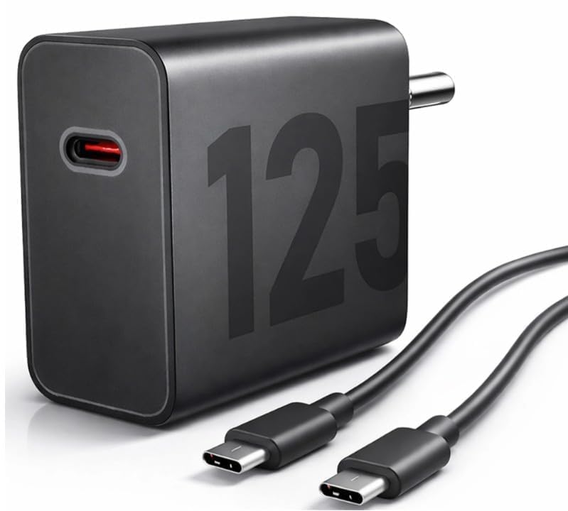 125W Fast Charger for Motorola Moto G 5G Plus Original QC Adapter Type C 3.0A High Speed Fast Turbo SuperVooc QC 3.0 Smart SinglePort with 1m Type-C Charging & Sync Cable (Black, VOOC, SE.A)-image-22