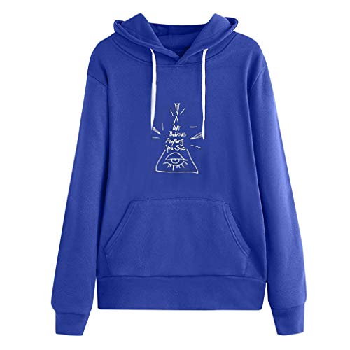 Sweat-shirt à capuche femme bleu 34 avec imprimé pour silhouette ajustée