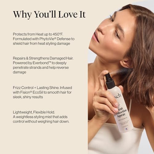 Kitsch Heat Protection Spray for Hair – Heat Protectant for Hair with Argan Oil – Styling Hair Spray for Frizz Control, Shine & Damage Protection – Protects Strands | Ideal – 6.8oz