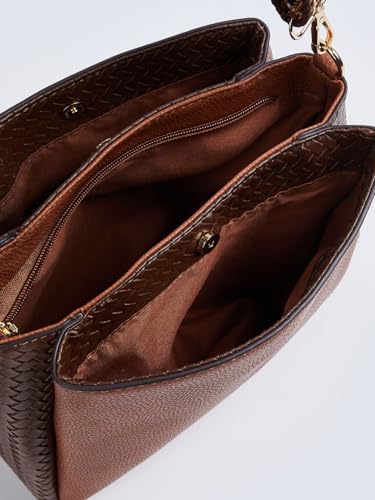 Image of Max Women Textured Sling Bag (Brown FS)