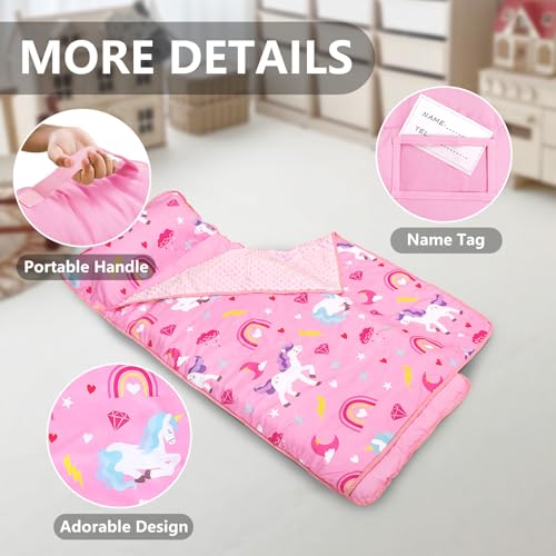 primlect toddler nap mat with removable pillow and fleece blanket extra large 553939x353939 sleeping bag washable light easy to roll up perfect for daycare preschool kindergarten travel