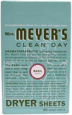 Mrs Meyers Clean Day Dryer Sheets, Basil 80 CT