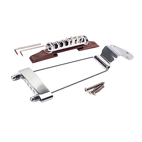 Vaguelly 高さ調節可能 ジャズギターブリッジ テールピース 弦用 アーチトップ ギター対応 メタル製 ブリッジベース付き ネジ付属