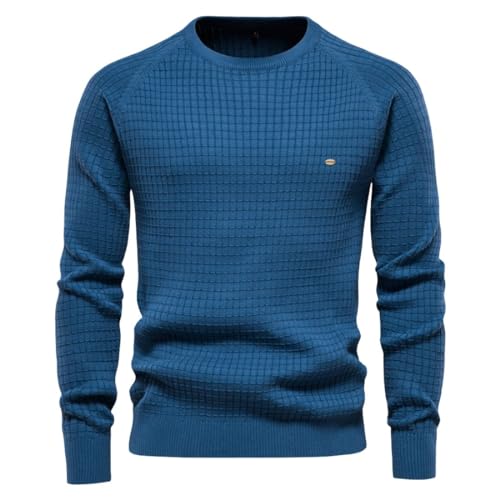 Kinkia Men Crewneck Sweater Fashion Slim Fit Lightweight Soft Pullover Solid Long Sleeve Casual Cotton Sweaters