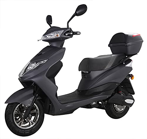 Elektroroller “Eagle”, 2000 Watt, 60 km Reichweite, 45 km/h, Elektro-Roller, E-Roller mit Straßenzulassung, E-Mofa, Blei-Gel-Akku, Produktvideo, Mattschwarz