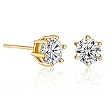 Yikoly Pendientes para mujer y niña, plata 925, con circonitas simples, brillantes, pequeños pendientes de moda, regalos para hijas, novias, mujeres, Plata