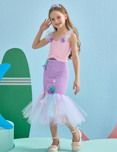 Disfraz completo de sirena para niñas 5-6 años miniatura 2