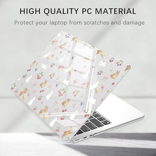 Carcasa rígida MacBook Air 13 M1 transparente de alta resistencia con conejo decorativo 5