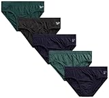 Reebok Mens Low Rise Briefs - 5 Pack Soft Mens Cotton Underwear Briefs with Supportive Contour No Fly Pouch for Everyday Wear, Size Medium, Dark Green/Charcoal/Navy Blue/Heather Green