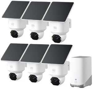 eufy SoloCam E42 6‑Kamera‑Set, 4K Überwachungskamera für außen, HomeBase S380, Solar, KI-Bewegungstracking, Stroboskop, Schwenken & Neigen, Gesichtserkennung, lokaler Speicher bis 16TB, kabellos