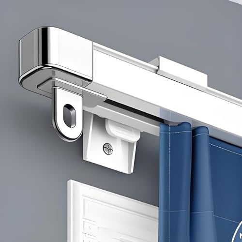 Adjustable Heavy Duty Ceiling Curtain Track Rail, Telescopic Aluminum Mount for Living Room, Bedroom, Office, RV - Versatile Divider (Double Top Mount, 1.3-2.4m)