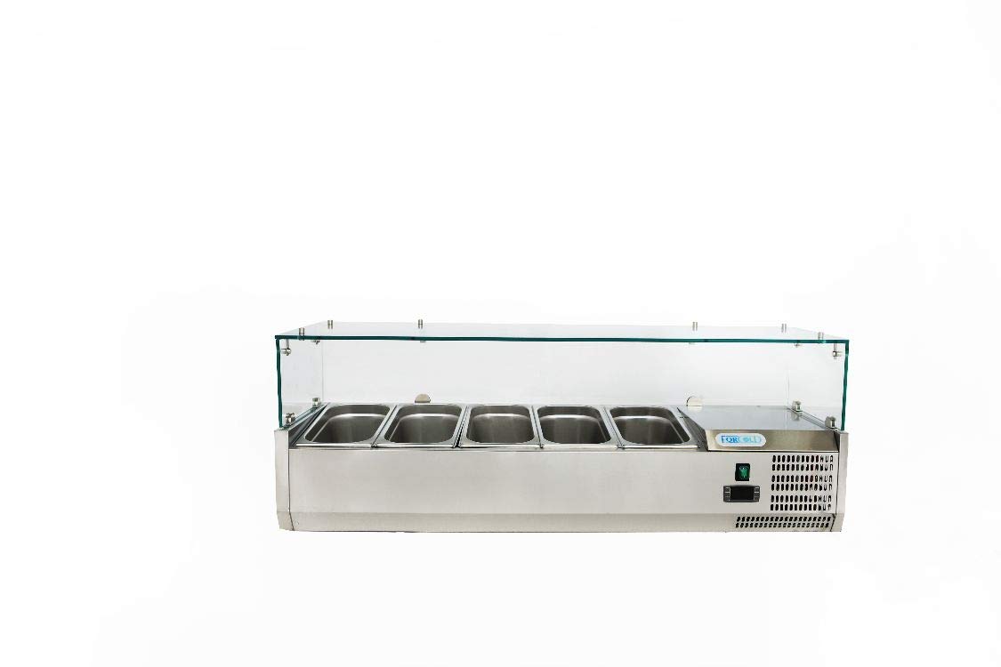 Generico Vetrina refrigerata porta ingredienti per vaschette 1/3, temp.positiva -2/+8°C, (Vaschette escluse) (Cm.140x38x40)