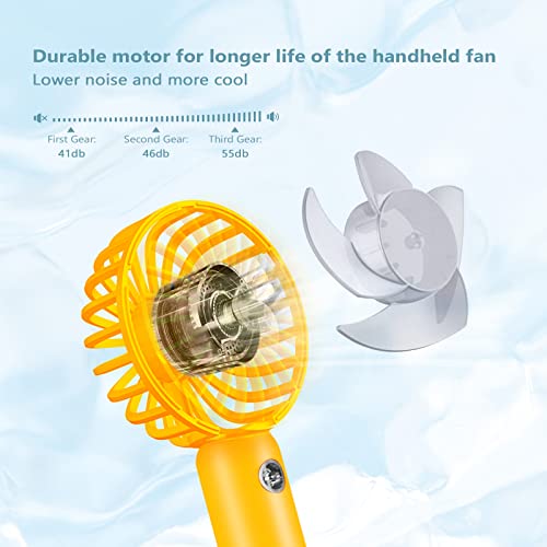 Civpower Mini Handheld Fan, Portable Usb Rechargeable Fan, Battery Operated Small Pocket Fan, 3 Speeds Adjustable, For Home Office Indoor Outdoor Travelling, Yellow #TOP4