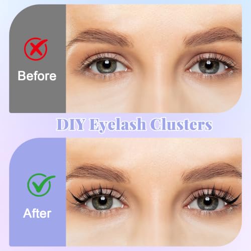 Image of MAYCREATE 80pcs Self Adhesive Eye Lashes for Women Cat & Fairy Cluster Lashes 2 Styles 8-11mm False Fake Eyelashes Anime Eyelash Pre Glued Lash Clusters with Tweezer for Daily Wear or Parties