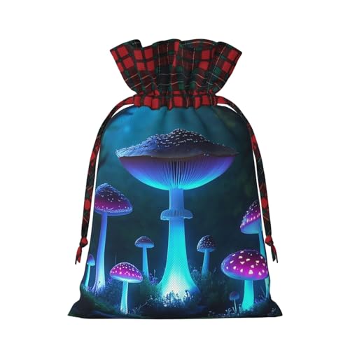Sacchetti natalizi con coulisse, per caramelle, snack, regali, stampa di funghi luminosi, sacchetti per le vacanze