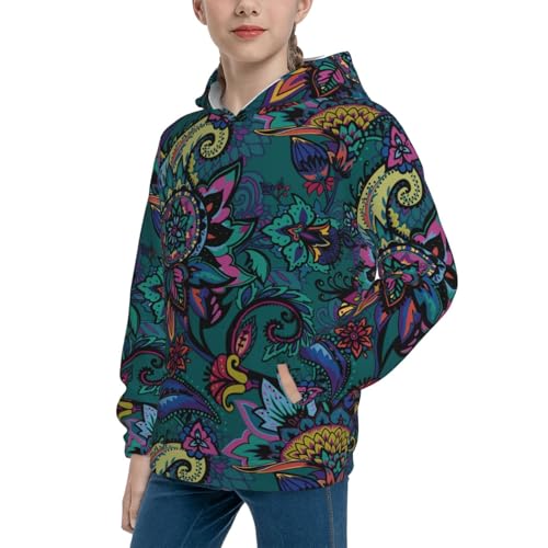 Oriental Paisley Kid Hoodies Boys Sweatshirts Girls Pullover with Pocket2