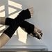 Inpunktoo Goth Knitted Long Arm Warmers Y2k Fingerless Punk Grunge Half Finger Emo Thumb Hole Sleeve Rave Fashion Forearm Sleeves Winter Warm Outdoor Knit Arm Cover Women, Solid Black