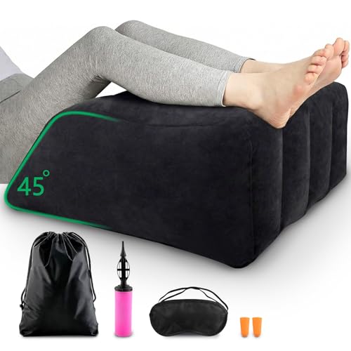 PLCatis Coussin Surélévateur Jambes Gonflable Oreiller de Jambe Veineux Coussin Incliné pour Relever Les Jambes au Lit Repos et Détente - Noir