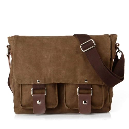 peacechaos Compatible avec sac à bandoulière vintage étanche en toile et cuir pour appareil photo reflex numérique SLR (café)
