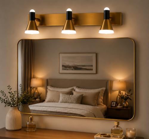Image of FILLISKA 3 in 1 Double Wall spot /Picture /Display /Mirror Light with Adjustable Head and Colour Changing Function (18 Watt Black & Gold-747)