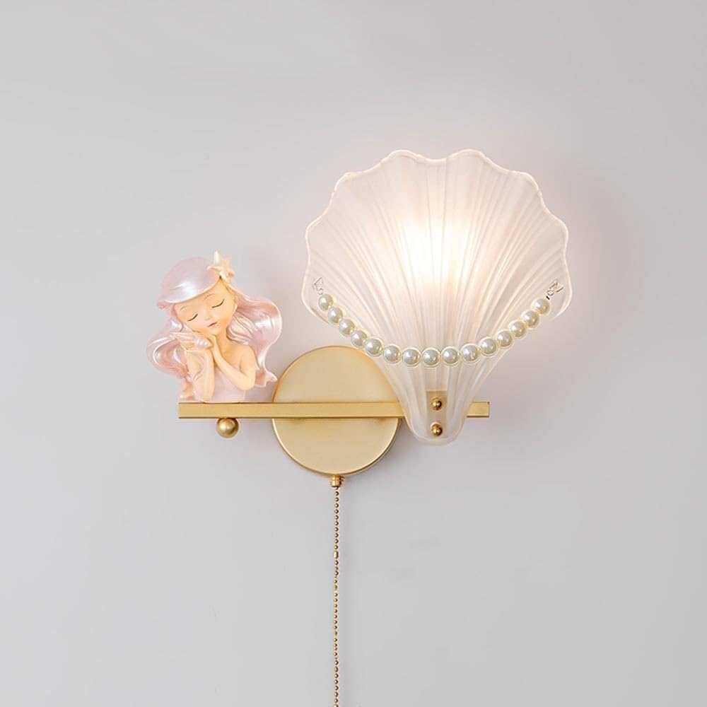 LNNSNE Sculpted Shell Glass Kupa Łazienkowy z Pull Chain Licht, Wesoła Miłość dla Domu i Kuchni