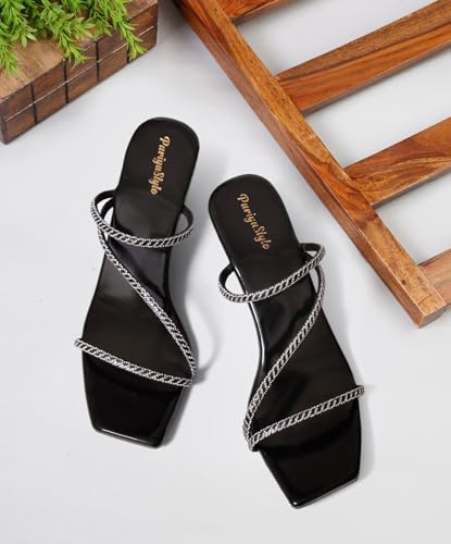 Image of Women's Lavender Block Heel Sandals with Rose Gold Glitter Straps, Ankle Strap Style, 2.5 Inch Heel, UK Size 3-8
