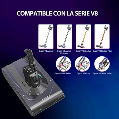 Miniatura 3 de Batería De Repuesto Dyson V8, Compatible Con La Serie Dyson V8 Sv10, Batería De Repuesto Para El Aspirador V8 Absolute V8 Absolute V8 Animal V8 Fluffy V8 Motorhead 2 Filtros