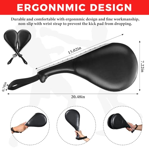 Simgoing 4 Pcs Boxing Pads Taekwondo Kick Pads Set Curved Focus Punching Mitts Martial Arts Kicking Targets Sparring Mat for Kids Men Women(Black) - Thumbnail 3