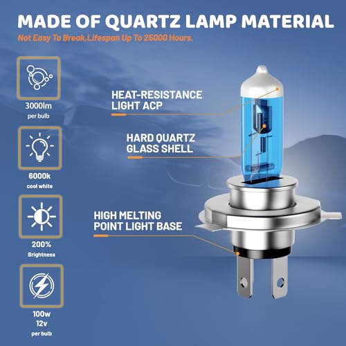 TSIANHUZY Upgraded Halogen Headlight Bulbs Fit For 1997-2004 & 2007-2014 Honda CRV,High Low Beam Combo Kit,Ultra Bright 6000K Light,Broader View,Plug and Play,Pack of 2