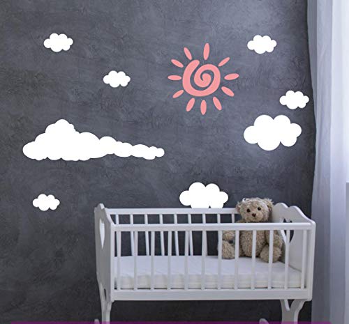 Vinilos Decorativos de Nubes y Sol para Pared Infantil miniatura 3