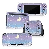 Tacky design Clouds skin Compatible with h Nintendo Switch Skins Decal, Pastel Purple Sky Moon Vinyl