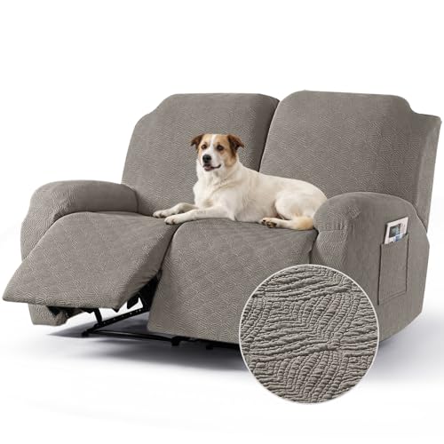 Image of Timeles Recliner Covers Extra Wide Recliner Loveseat Covers Oversized Reclining Couch Covers Sofa Slipcovers Stretch Soft Washable (Two-Seater Oversized, Taupe)