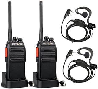 Retevis RT24 Walkie Talkie PMR446 License-free Professional Two Way Radio 16 Channels Walkie Talkies Scan TOT with USB Charger and Earpieces,Adults (Black, 1 Pair)