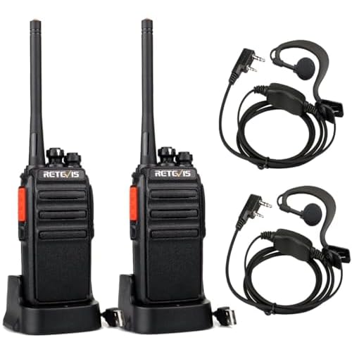 Retevis RT24 Walkie Talkie PMR446 License-free Professional Two Way Radio 16 Channels Walkie Talkies Scan TOT with USB Charger and Earpieces,Adults (Black, 1 Pair)