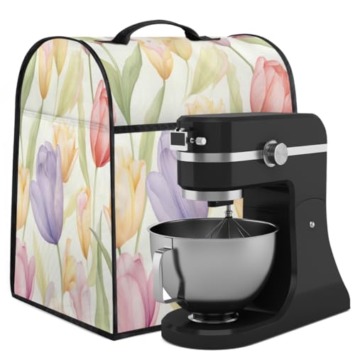 Coffee Maker Cover Watercolor Flower Tulip Kitchen Appliance Covers Small Appliance Covers Blender Cover Juicer Cover Dust Covers for Kitchen Appliances with Top Handle and Pockets,Washable,C522
