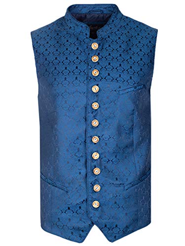 Herrenweste 7010 Finn Royalblau Trachtenweste Jacquard edel (Royalblau, 58) Cover