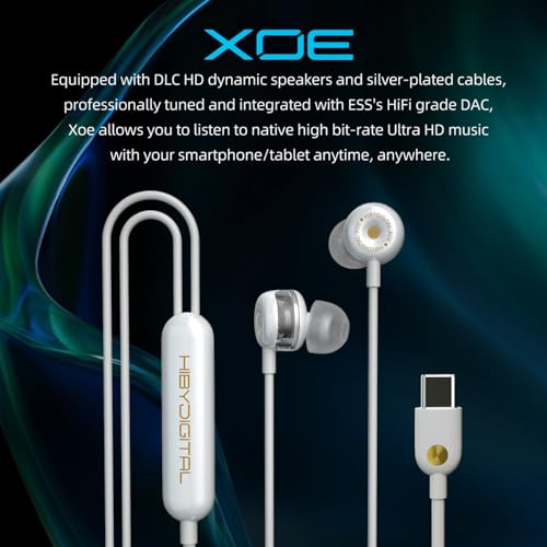 Image of HiBy Digital XOE - DLC Dynamic HiFi Earphones with USB C dac White