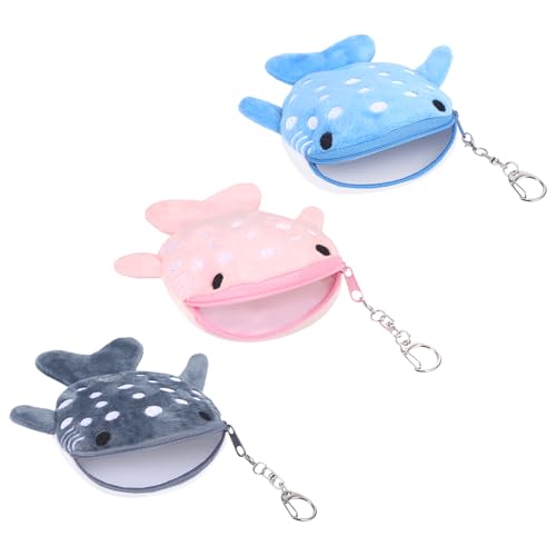 3Pcs Ballena Shark Mini Bolsa, Monedero Kawaii Monedero Monedero con cremallera, Monedero Niños Niñas Mini Bolsa de Dibujos Animados Portátil Sea Animal Change Purse para Niñas Niños Mujeres
