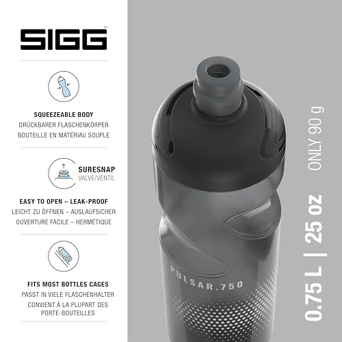 Sigg - Fahrrad Trinkflasche - Pulsar Anthracite - Quetschbar - Spülmaschinenfest - Federleicht - Auslaufsicher - BPA-frei - Sport & Fahrrad… – Ansicht 2