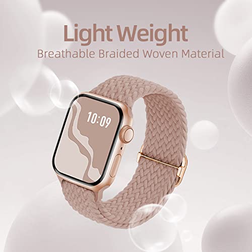 Image of 4 Pack Braided Stretchy Bands Compatible with Apple Watch 40mm 41mm 38mm 42mm 44mm 45mm 46mm 49mm Women Men, Breathable Nylon Elastic Daily Use Straps for iWatch Series 11 /10 9 8 7 6 5 4 3 SE /Ultra 2