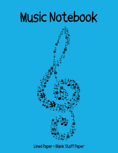Music Notebook: Lined Paper & Music Manuscript Paper | Staff Paper Notebook, 12 Staves per Page | 8.5"x11" | 120 Pages | Blue Cover