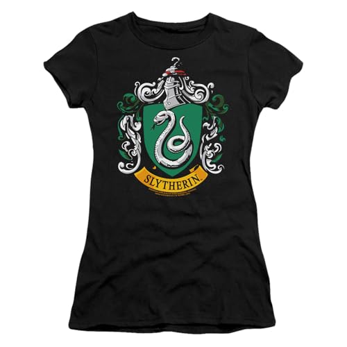 PopFunk Classic Harry Potter Slytherin Logo Teen Juniors Womens Premium Cotton Cap Sleeve Graphic T-Shirt (Small)
