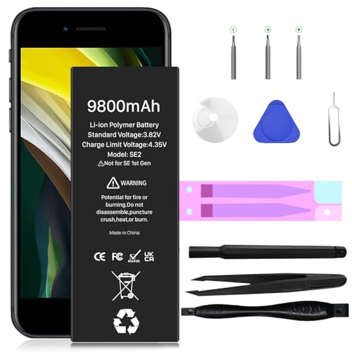 [9800mAh] Batería para iPhone SE 2020, Alta capacidad Reemplazo de batería para iPhone SE 2ª generación modelos A2275 A2296 A2298 con kit de herramientas