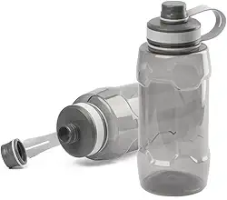 Garrafa De Água 1,5 Litros com Alça de Mão Para Transporte e Tampa Com Anel de Silicone Para Vedação anti vazamento, Bico Rosqueável Para Acesso Rápido na Cor Preto Transparente UTIMAIS+