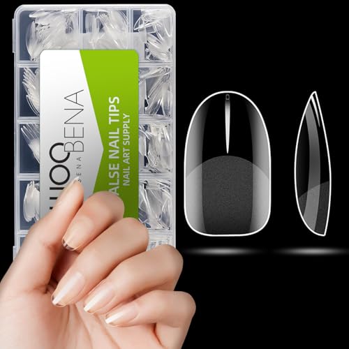 Short Oval Nail Tips, Short Gel Nail Tips Pre Etched Press On Nails Clear Acrylic Fake Nails Oval Shaped False Nails Extension Home Art DIY Salon 15 Size 300Pcs