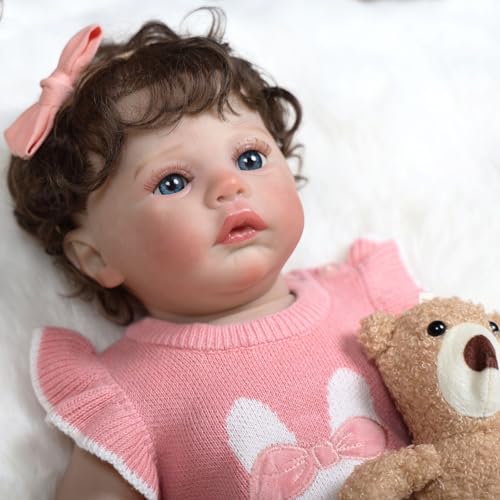 Muñeca Reborn bebé realista con cuerpo de vinilo de 16 pulg miniatura 6