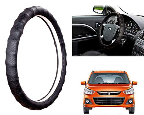Image of WolkomHome Ring Type Car Steering Wheel Cover (Finger Grip Black) for Maruti Alto K10 Old