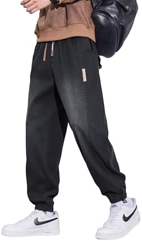 （03:30時点） [Ferenbros] ズボン メンズ ワイド デニムパンツ ズボン ワイドデニム ジーパン ゆったり バギーパンツ イージーぱんつ 無地 調整紐 カジュアル シンプル オシャレ オールシーズン